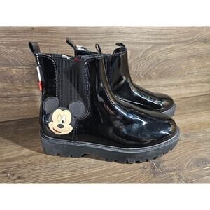 Zara Girls Black Disney Mickey Mouse Side Zip Lace Front Boots Shoes EU35 US 4.5